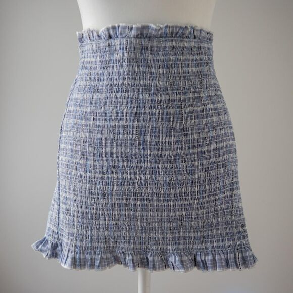 Blue Textile Ruffle Mini Skirt Cottage Indie Fairy Short Skirt from After Market - Picture 6 of 8
